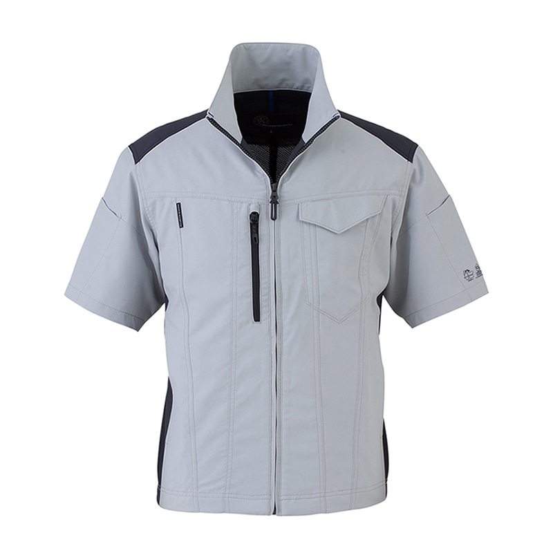 コーコス信岡 エコ・ストレッチ 半袖ブルゾン AE-9060 シルバー 5L 1枚（ご注文単位1枚）【直送品】