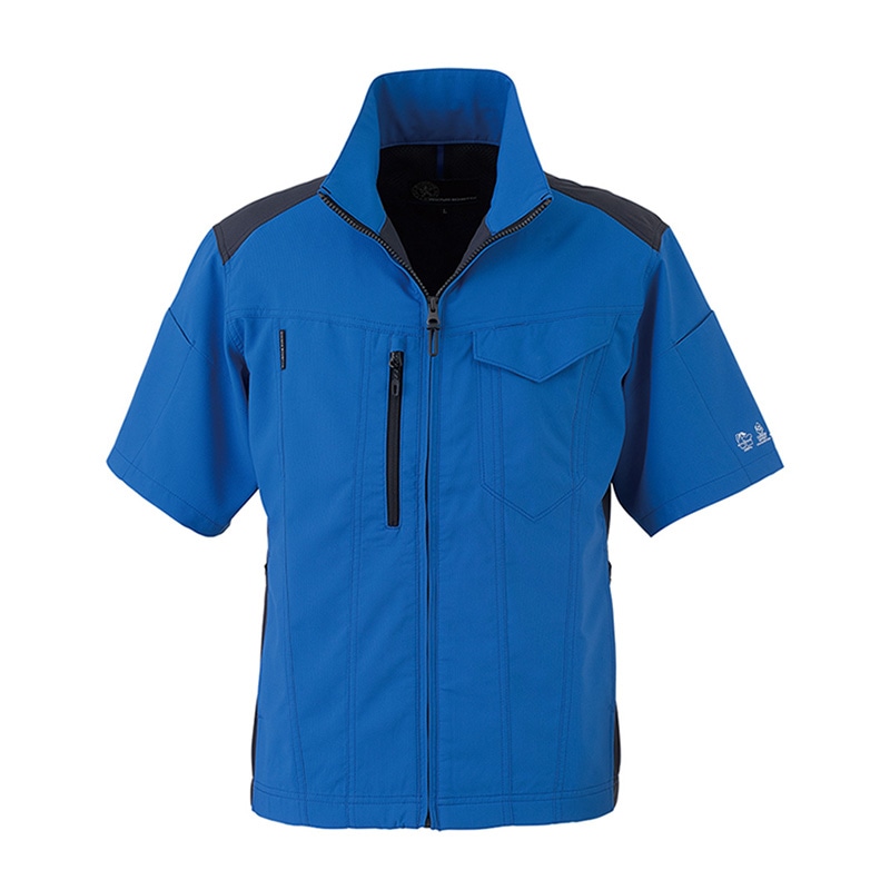 コーコス信岡 エコ・ストレッチ 半袖ブルゾン AE-9060 ブルー SS 1枚（ご注文単位1枚）【直送品】