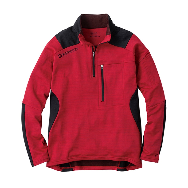 コーコス信岡 ニオイクリア MAXDRY ハーフジップ長袖 G-2148 レッド XXL 1枚（ご注文単位1枚）【直送品】