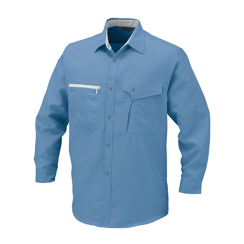 コーコス信岡 長袖シャツ K-11208 ブルー LL 1枚（ご注文単位1枚）【直送品】