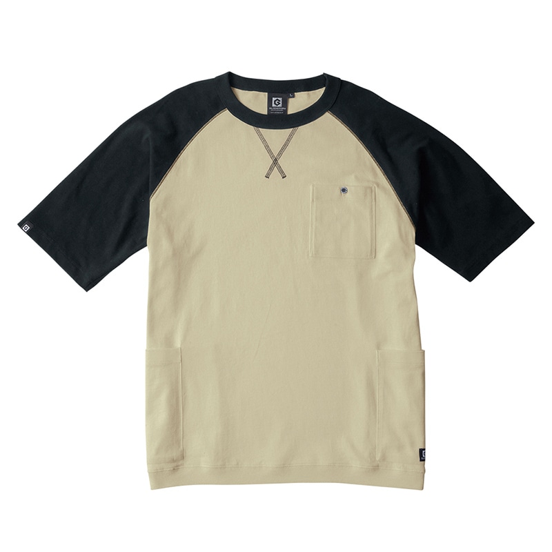 コーコス信岡 5ポケット半袖Tシャツ G-947 ブラック×カーキ M 1枚（ご注文単位1枚）【直送品】