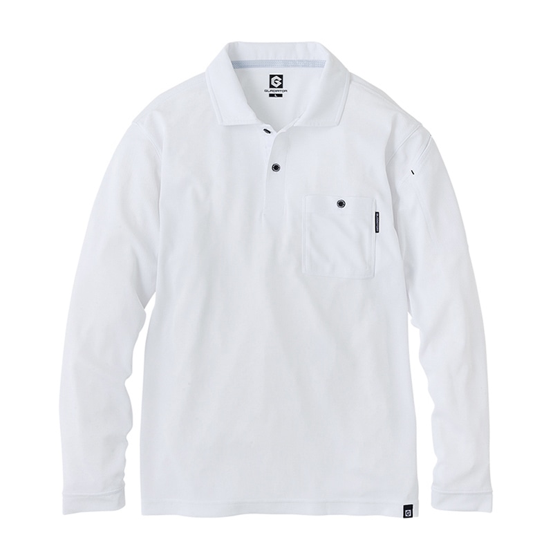 コーコス信岡 MAXDRY ICE 冷感長袖ポロシャツ G-1688 ホワイト LL 1枚（ご注文単位1枚）【直送品】