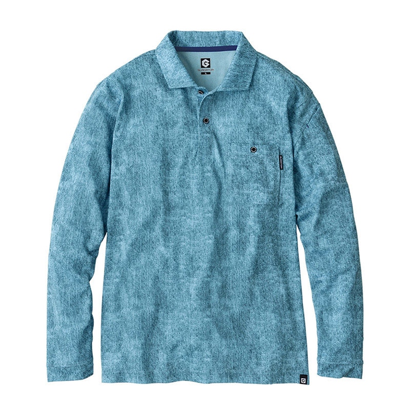 コーコス信岡 MAXDRY ICE 冷感長袖ポロシャツ G-1688 ライトインディゴ 4L 1枚（ご注文単位1枚）【直送品】