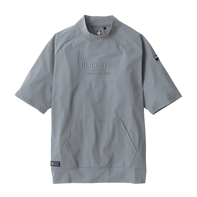 コーコス信岡 冷感ストレッチモックネック 半袖シャツ G-7527 グレー S 1枚（ご注文単位1枚）【直送品】