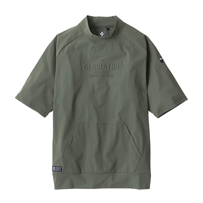 コーコス信岡 冷感ストレッチモックネック 半袖シャツ G-7527 ライトアーミー XL 1枚（ご注文単位1枚）【直送品】