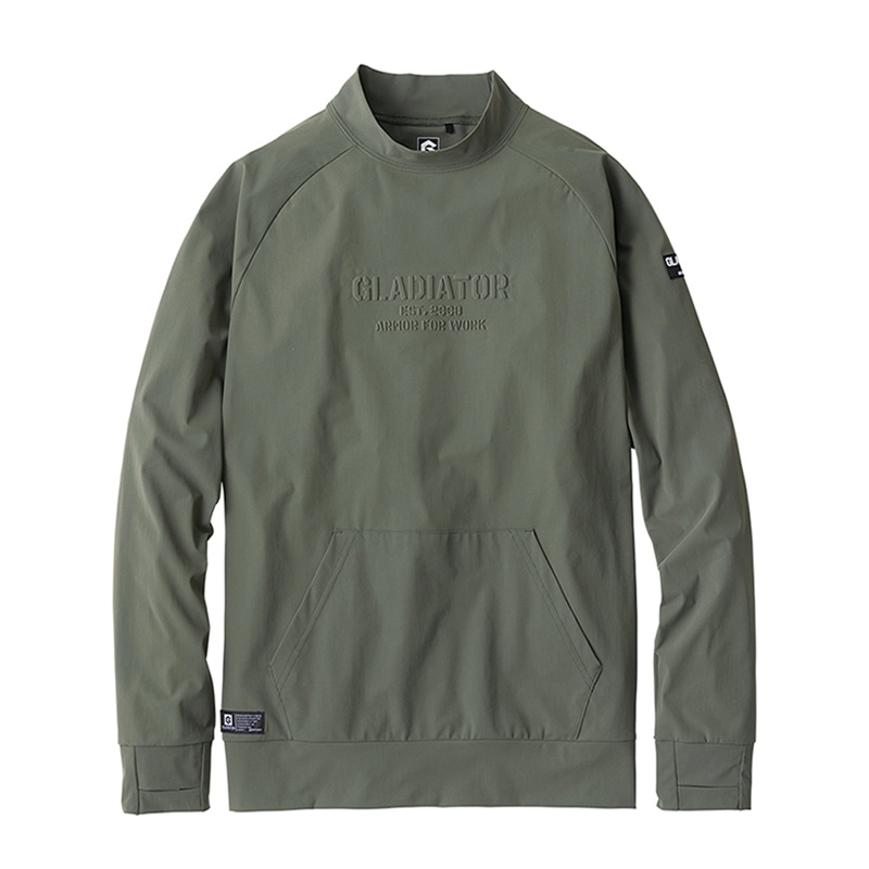 コーコス信岡 冷感ストレッチモックネック 長袖シャツ G-7528 ライトアーミー L 1枚（ご注文単位1枚）【直送品】