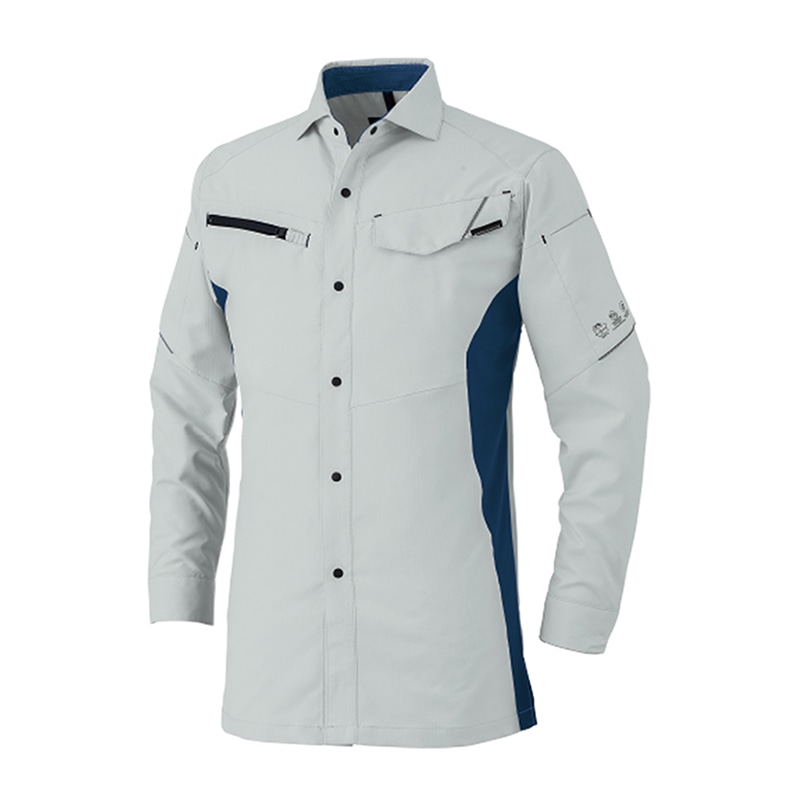 コーコス信岡 エコ・ストレッチ 長袖シャツ AE-8098 シルバー LL 1枚（ご注文単位1枚）【直送品】