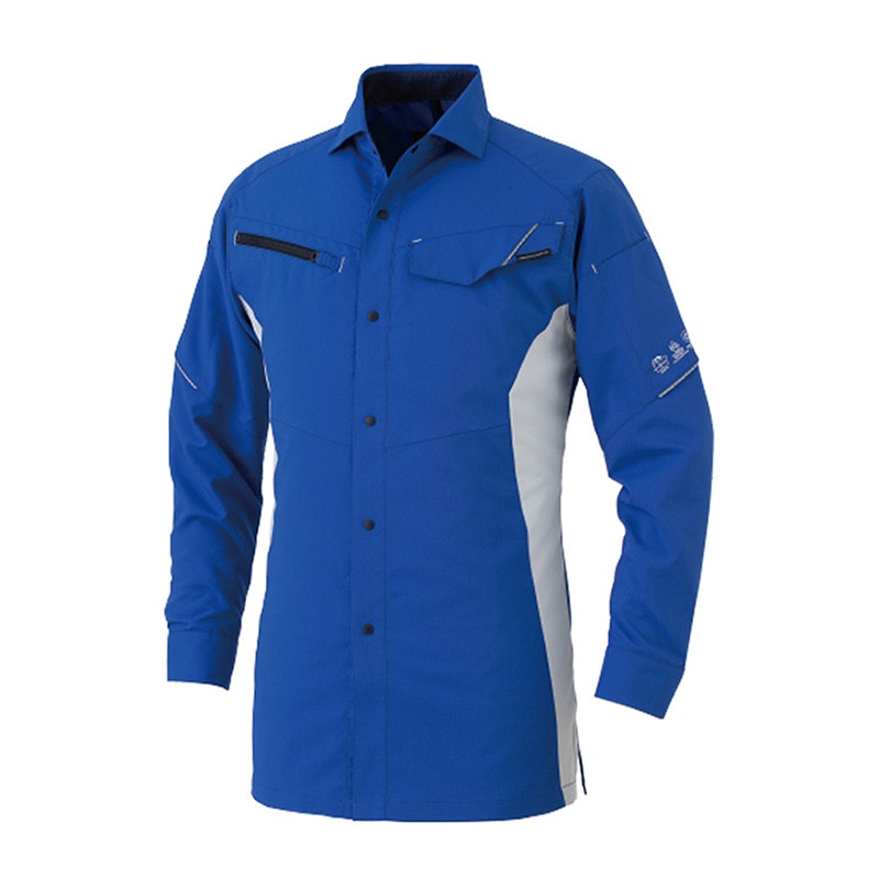 コーコス信岡 エコ・ストレッチ 長袖シャツ AE-8098 ブルー 6L 1枚（ご注文単位1枚）【直送品】