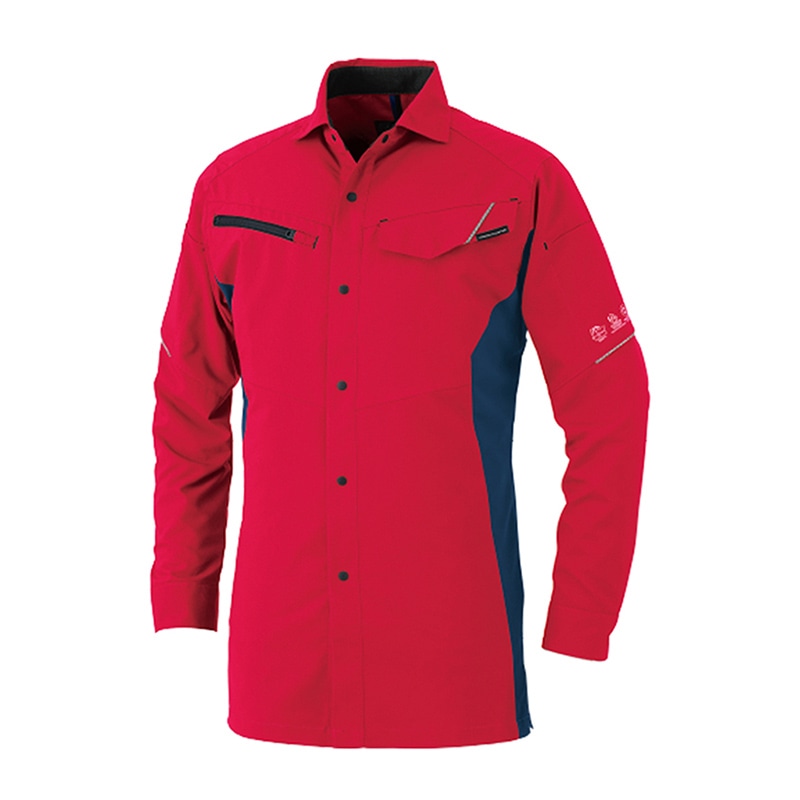 コーコス信岡 エコ・ストレッチ 長袖シャツ AE-8098 レッド 6L 1枚（ご注文単位1枚）【直送品】