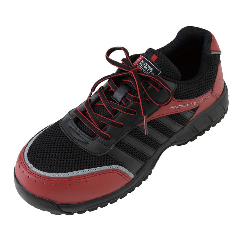 コーコス信岡 プロスニーカー ブラック×レッド A-44000 22.5cm 1組（ご注文単位1組）【直送品】