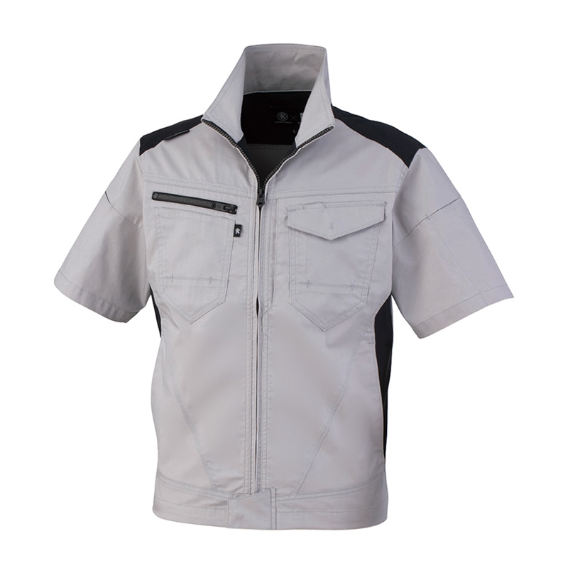 コーコス信岡 ストレッチ半袖ブルゾン AG-3080 シルバー M 1枚（ご注文単位1枚）【直送品】