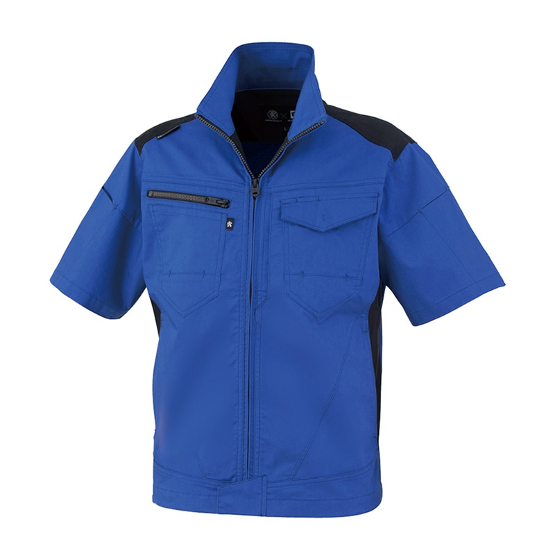 コーコス信岡 ストレッチ半袖ブルゾン AG-3080 ブルー LL 1枚（ご注文単位1枚）【直送品】