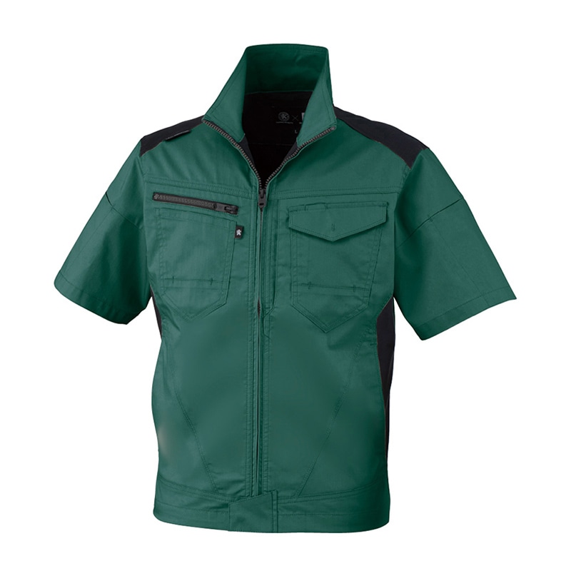 コーコス信岡 ストレッチ半袖ブルゾン AG-3080 グリーン  M 1枚（ご注文単位1枚）【直送品】