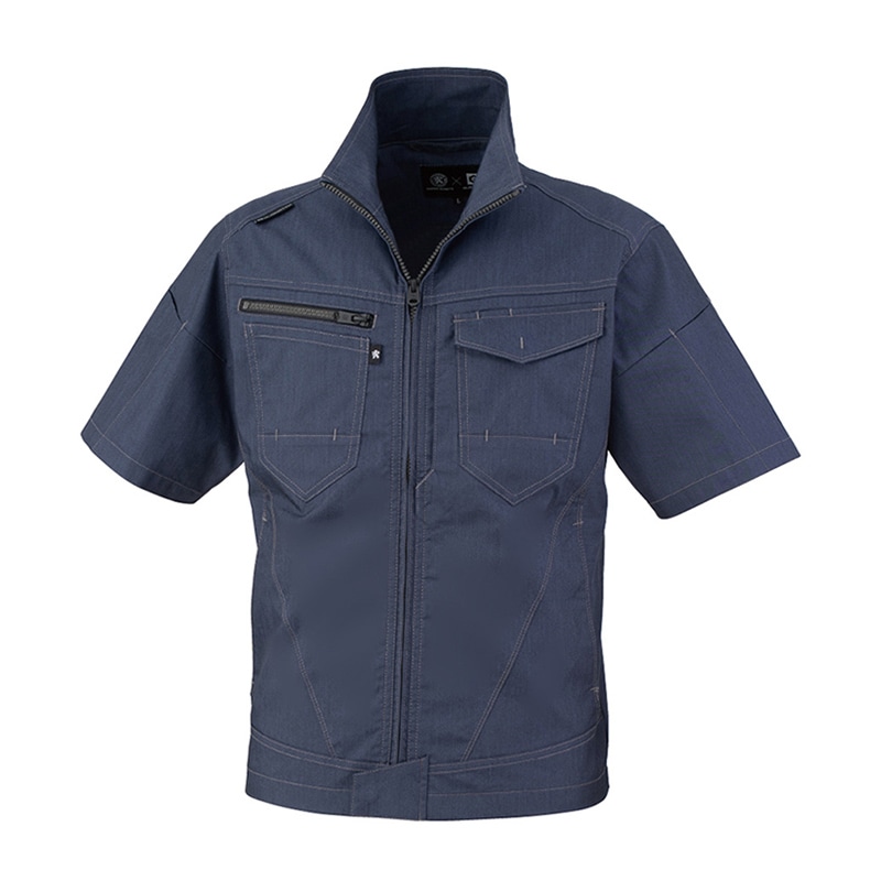 コーコス信岡 ストレッチ半袖ブルゾン AG-3080 インディゴ LL 1枚（ご注文単位1枚）【直送品】