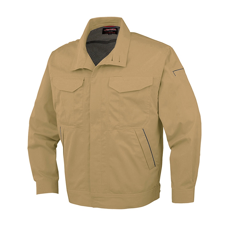 コーコス信岡 抗菌防臭・防縮 長袖ブルゾン 前ヒヨクボタン A-742 キャメルベージュ 4L 1枚（ご注文単位1枚）【直送品】