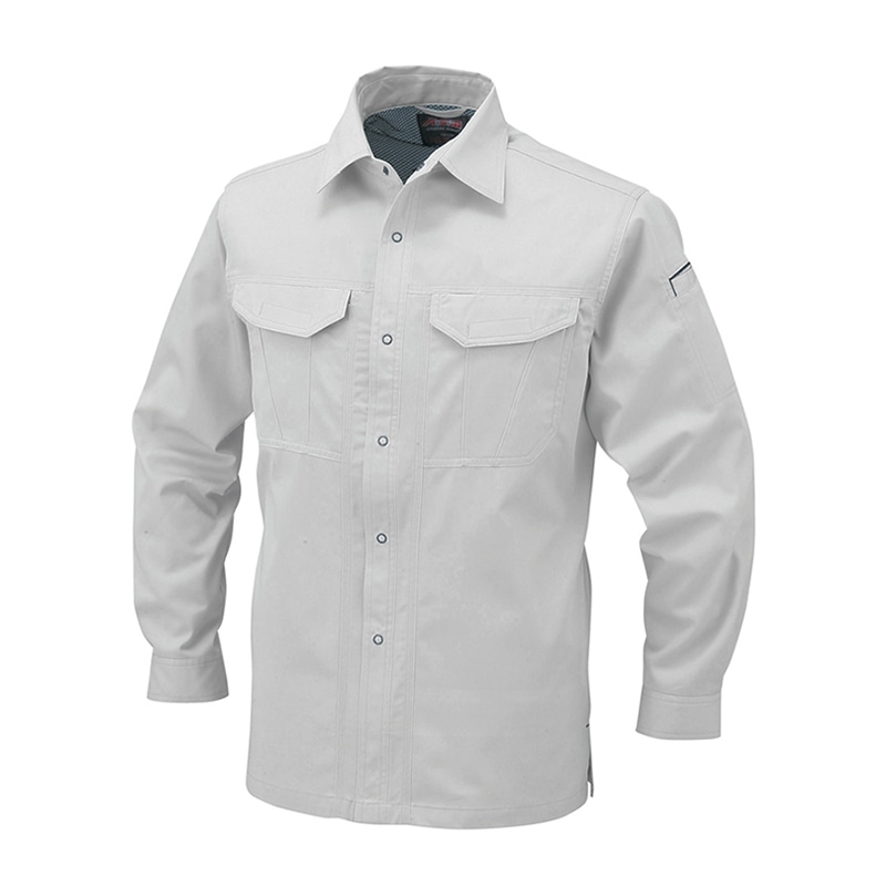 コーコス信岡 抗菌防臭・防縮 長袖シャツ A-748 プラチナシルバー L 1枚（ご注文単位1枚）【直送品】