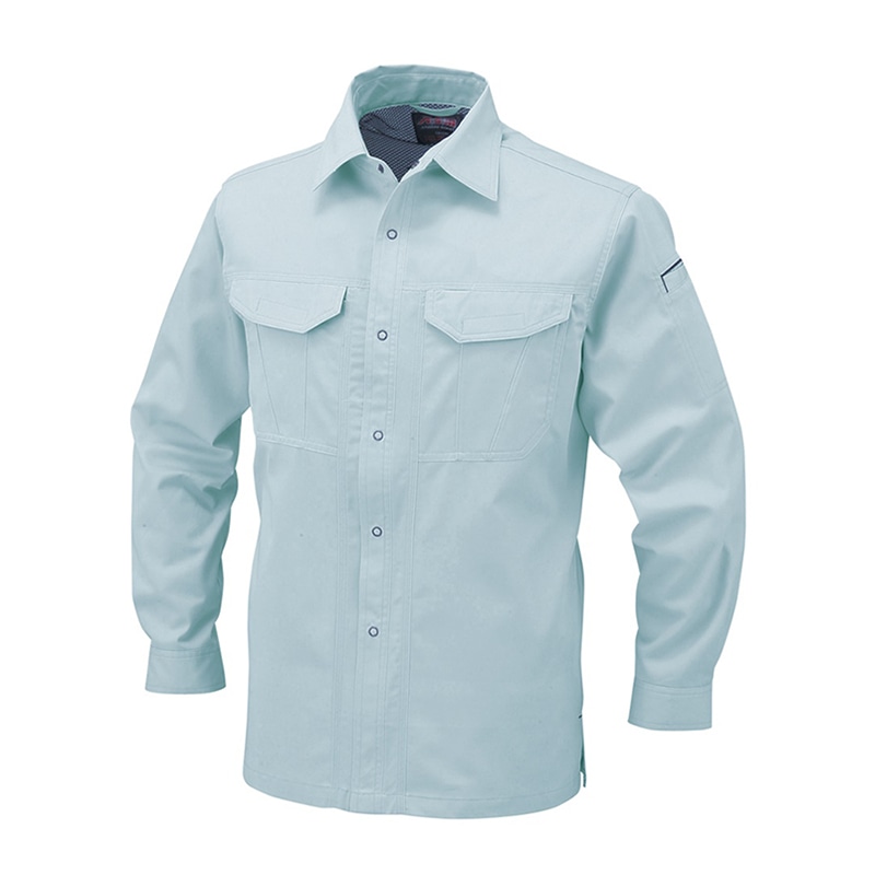 コーコス信岡 抗菌防臭・防縮 長袖シャツ A-748 パウダーグリーン L 1枚（ご注文単位1枚）【直送品】