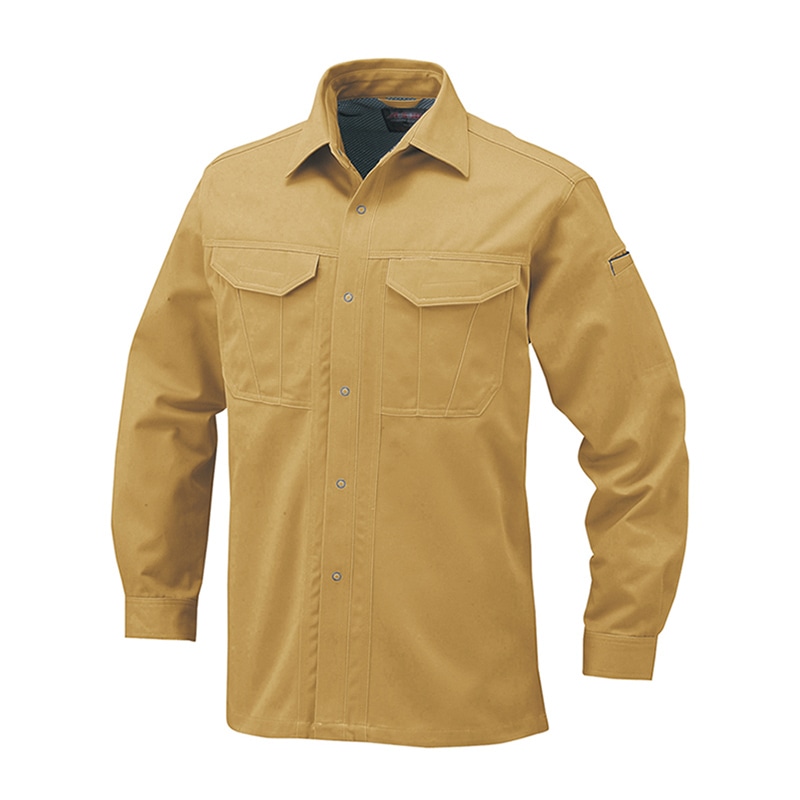 コーコス信岡 抗菌防臭・防縮 長袖シャツ A-1748 キャメルベージュ S 1枚（ご注文単位1枚）【直送品】