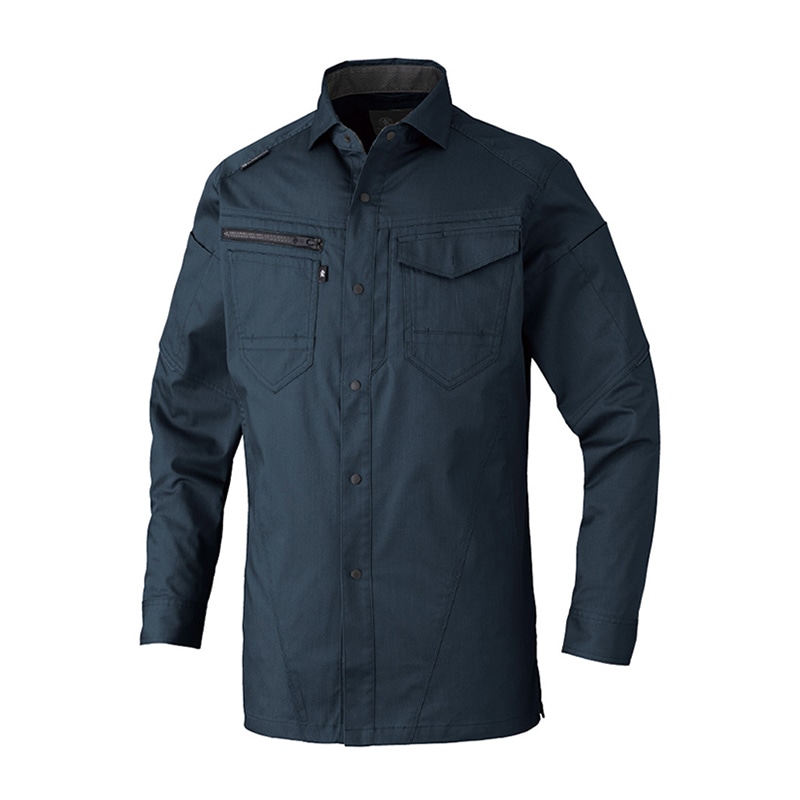 コーコス信岡 ストレッチ長袖シャツ AG-3088 ネイビー SS 1枚（ご注文単位1枚）【直送品】