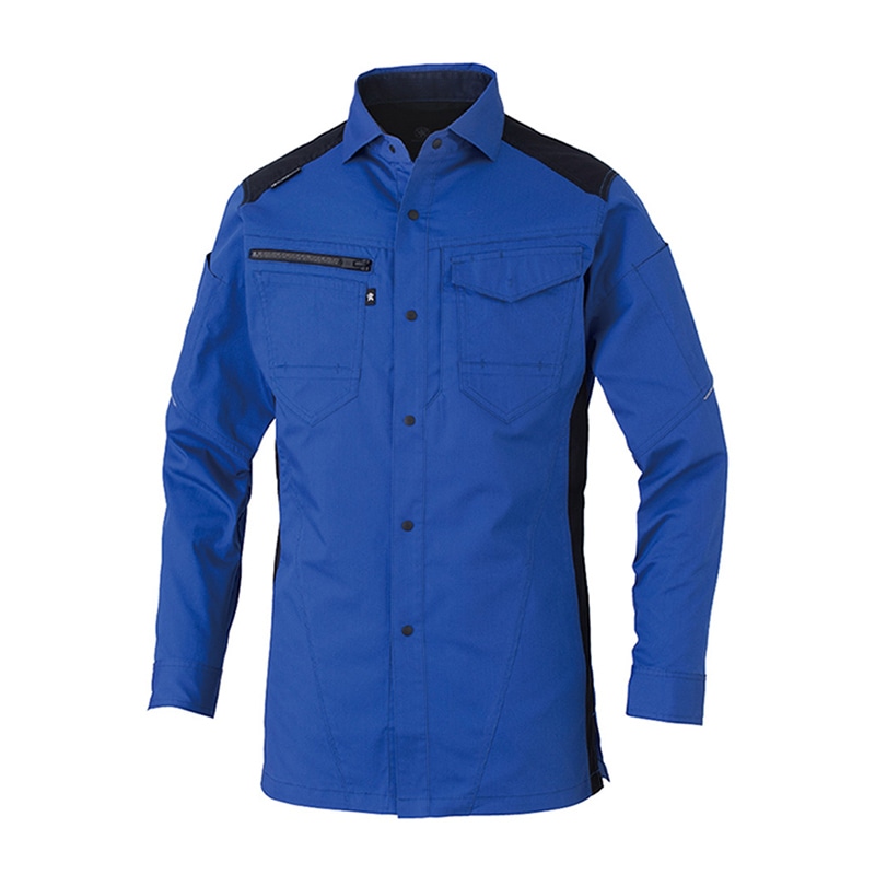 コーコス信岡 ストレッチ長袖シャツ AG-3088 ブルー S 1枚（ご注文単位1枚）【直送品】