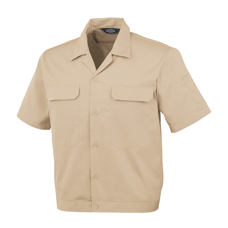 コーコス信岡 エコ5IVEスター 開襟半袖ブルゾン A-6650 ベージュ LL 1枚（ご注文単位1枚）【直送品】