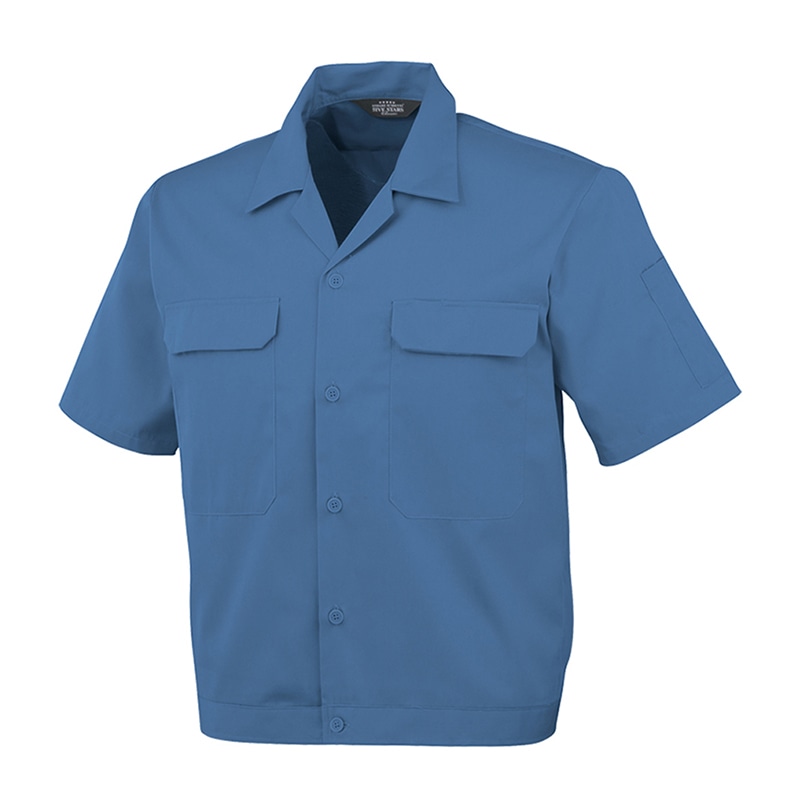 コーコス信岡 エコ5IVEスター 開襟半袖ブルゾン A-6650 ブルー M 1枚（ご注文単位1枚）【直送品】