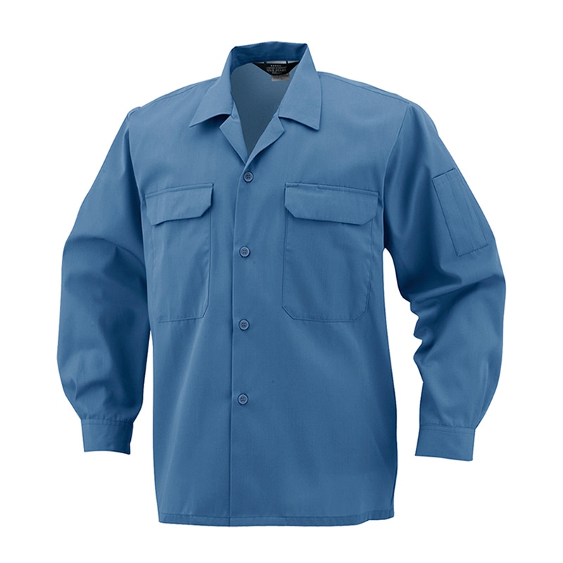 コーコス信岡 エコ5IVEスター 開襟長袖シャツ A-6658 ブルー LL 1枚（ご注文単位1枚）【直送品】