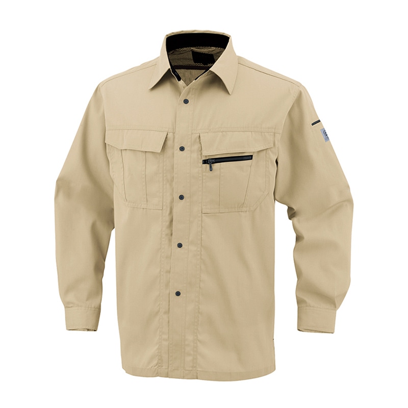 コーコス信岡 エコ5IVEスター 長袖シャツ A-4458 ライトベージュ M 1枚（ご注文単位1枚）【直送品】