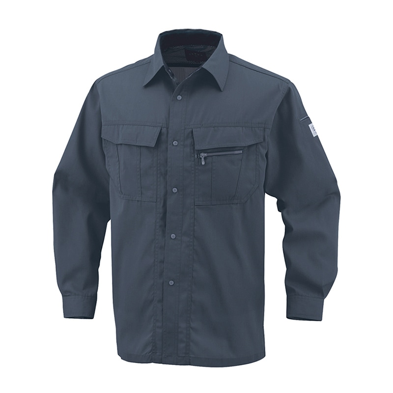 コーコス信岡 エコ5IVEスター 長袖シャツ A-4458 カーボンチャコール LL 1枚（ご注文単位1枚）【直送品】