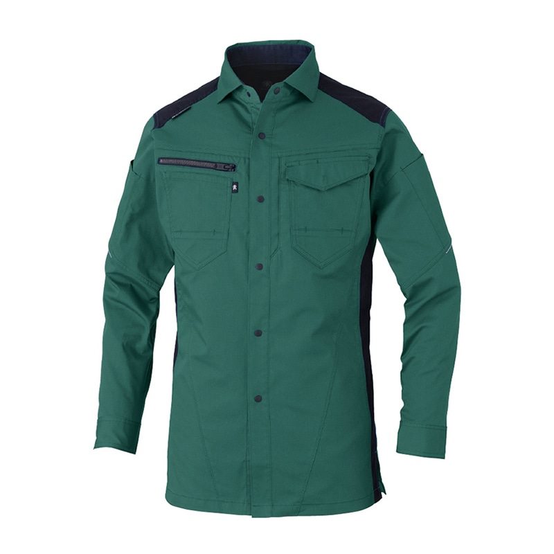 コーコス信岡 ストレッチ長袖シャツ AG-3088 グリーン 4L 1枚（ご注文単位1枚）【直送品】