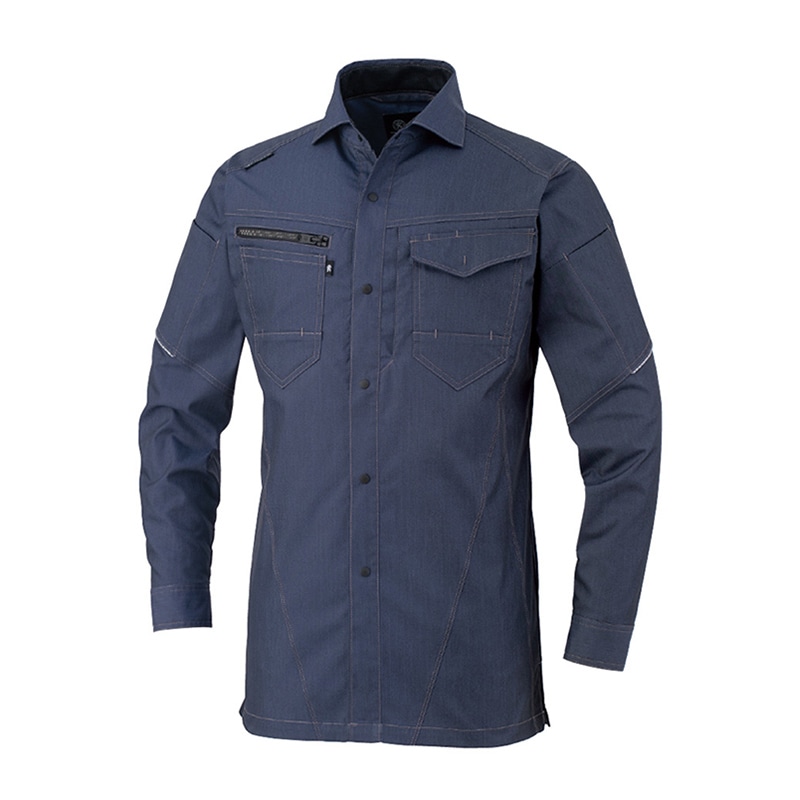 コーコス信岡 ストレッチ長袖シャツ AG-3088 インディゴ SS 1枚（ご注文単位1枚）【直送品】