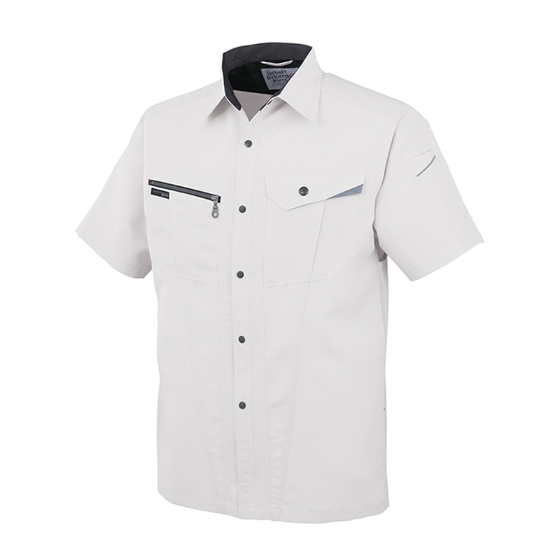 コーコス信岡 裏綿 半袖シャツ AS-727 メタリックシルバー L 1枚（ご注文単位1枚）【直送品】