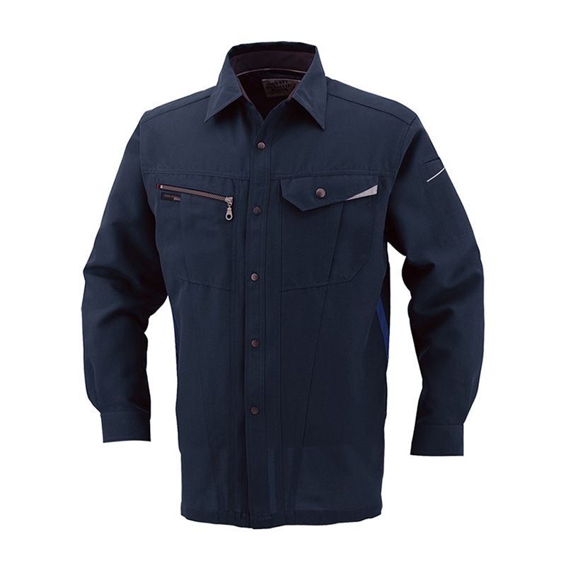 コーコス信岡 裏綿 長袖シャツ AS-728 ミッドナイトネイビー L 1枚（ご注文単位1枚）【直送品】