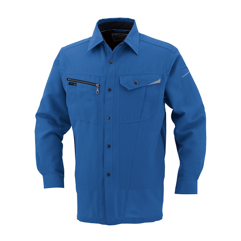 コーコス信岡 裏綿 長袖シャツ AS-728 レアルブルー L 1枚（ご注文単位1枚）【直送品】