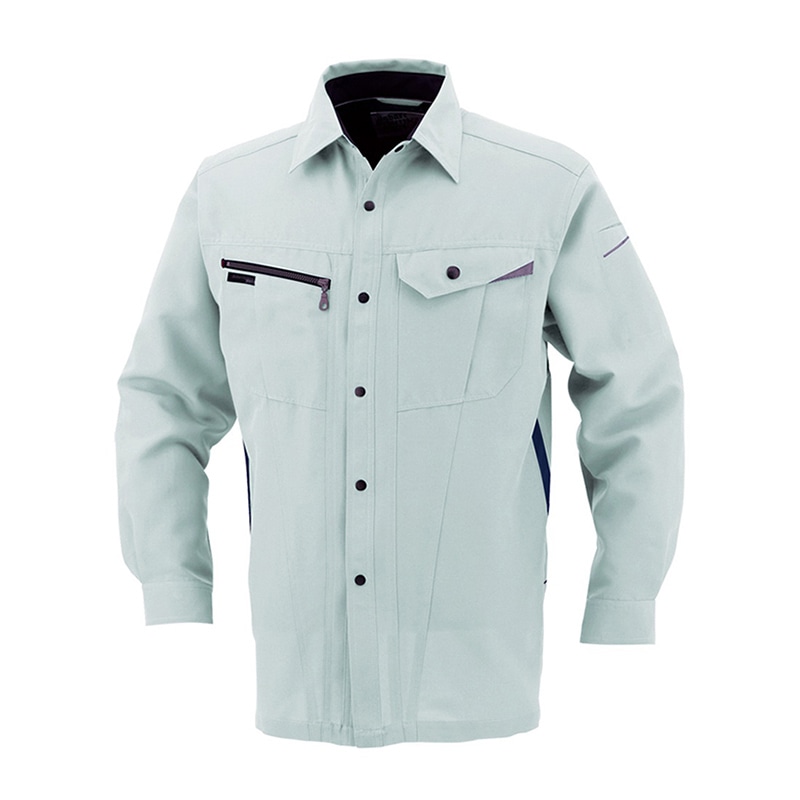 コーコス信岡 裏綿 長袖シャツ AS-728 アースグリーン 3L 1枚（ご注文単位1枚）【直送品】