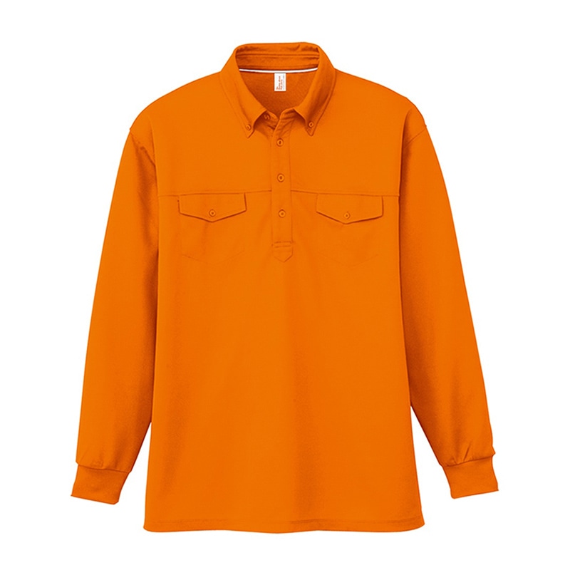 コーコス信岡 消臭 長袖BDポロシャツ AS-558 シチリアオレンジ L 1枚(ご注文単位1枚)【直送品】