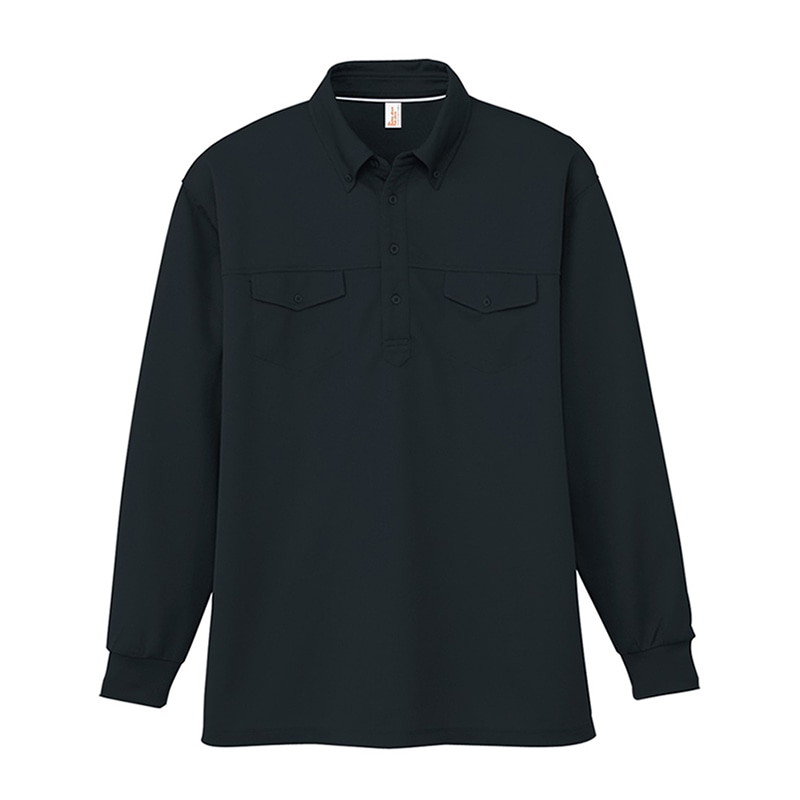 コーコス信岡 消臭 長袖BDポロシャツ AS-558 ブラック M 1枚(ご注文単位1枚)【直送品】