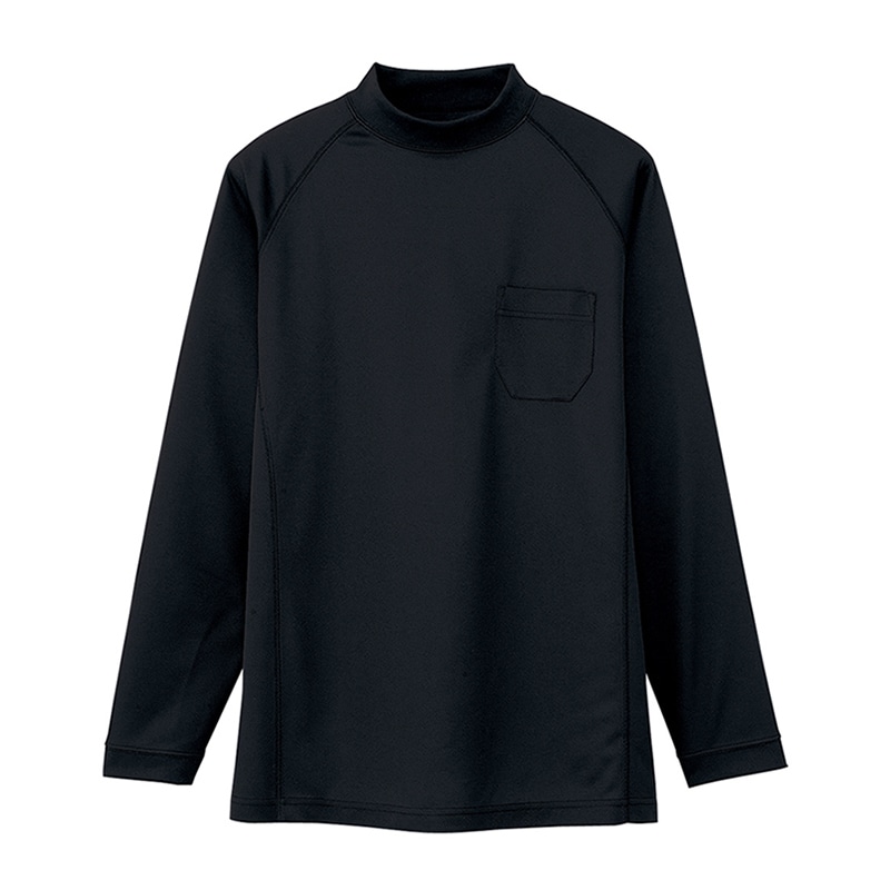 コーコス信岡 長袖ローネックシャツ 胸ポケット付き AS-658 ブラック 3L 1枚（ご注文単位1枚）【直送品】
