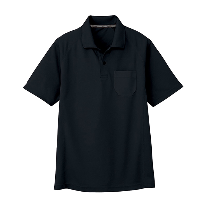 コーコス信岡 半袖ポロシャツ 胸ポケット付き AS-1657 ブラック S 1枚（ご注文単位1枚）【直送品】