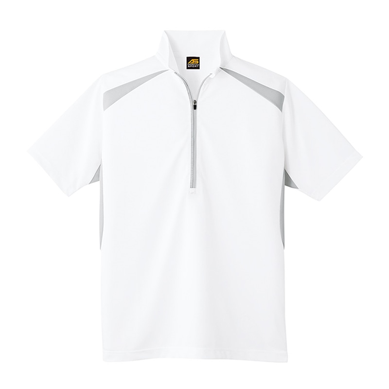 コーコス信岡 半袖ハーフジップ AS-577 ホワイト 4L 1枚（ご注文単位1枚）【直送品】