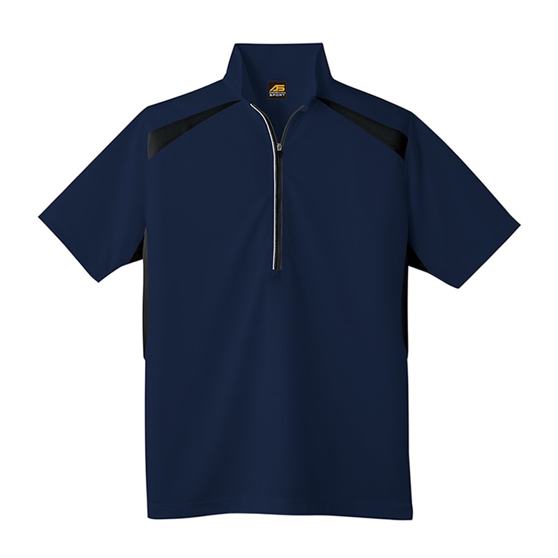 コーコス信岡 半袖ハーフジップ AS-577 ネイビー 4L 1枚（ご注文単位1枚）【直送品】