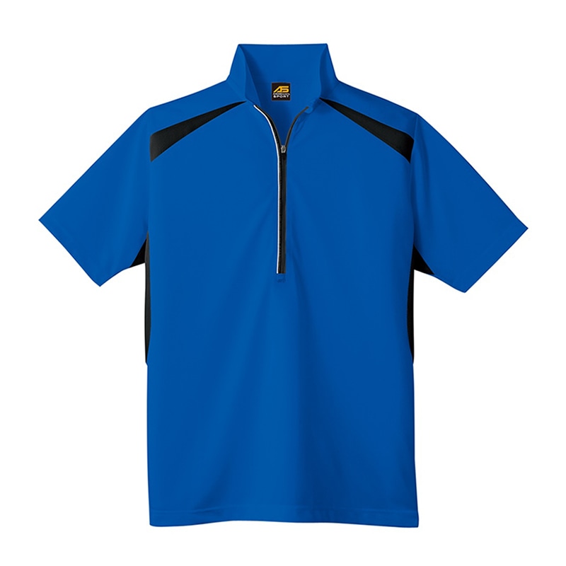 コーコス信岡 半袖ハーフジップ AS-577 ブルー 4L 1枚（ご注文単位1枚）【直送品】