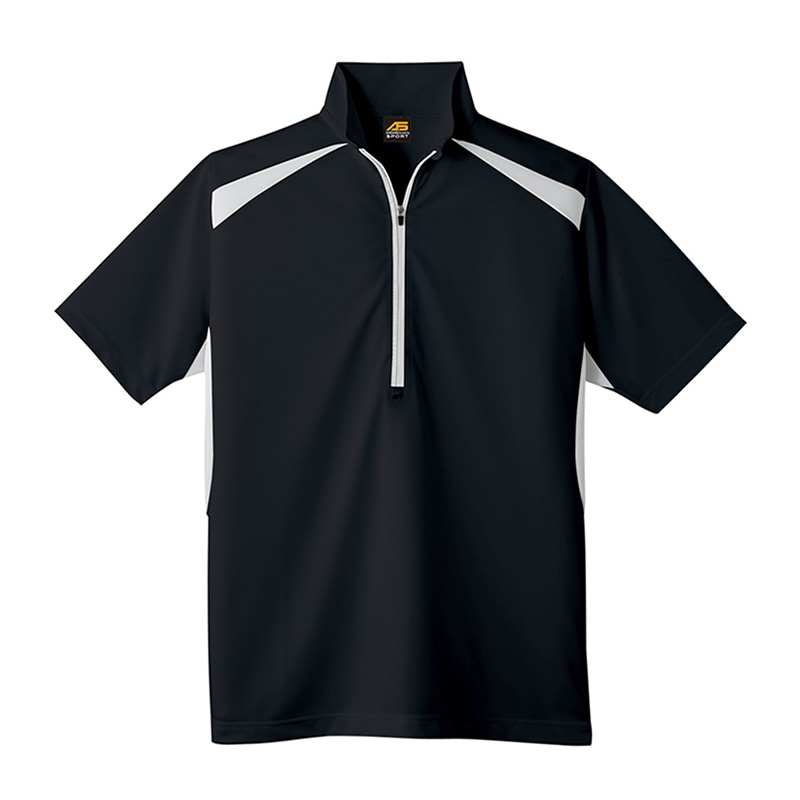 コーコス信岡 半袖ハーフジップ AS-577 ブラック SS 1枚（ご注文単位1枚）【直送品】