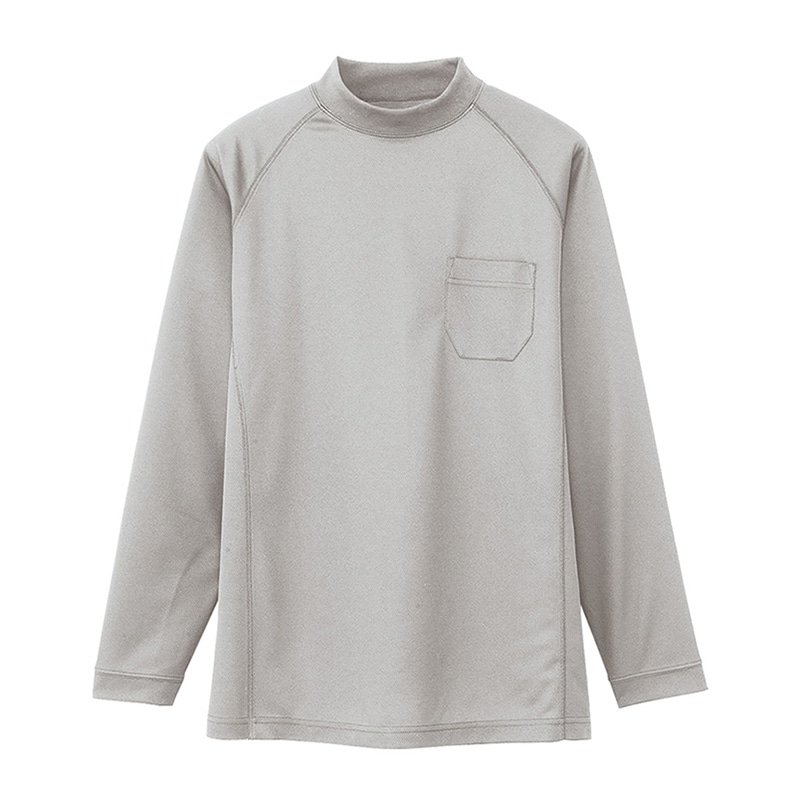 コーコス信岡 長袖ローネックシャツ 胸ポケット付き AS-658 シルバー LL 1枚（ご注文単位1枚）【直送品】