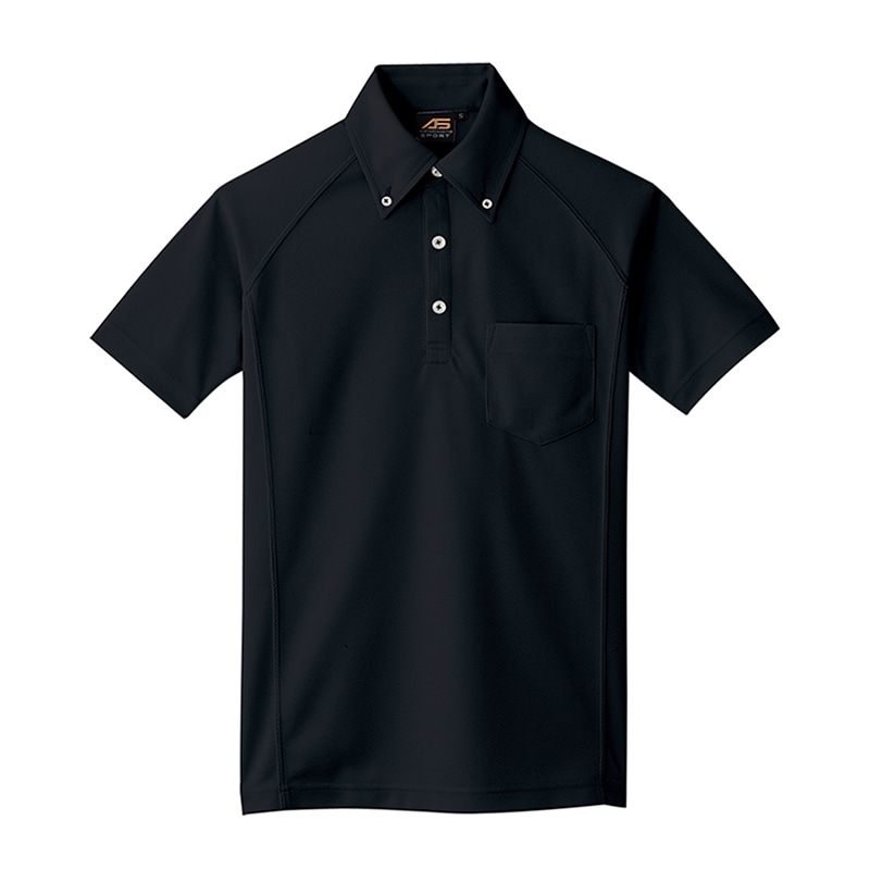 コーコス信岡 半袖 ボタンダウンポロシャツ AS-677 ブラック L 1枚（ご注文単位1枚）【直送品】