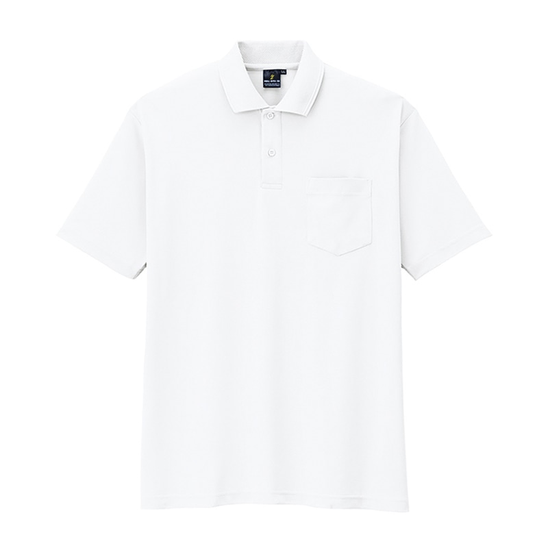 コーコス信岡 制電・防透・消臭 半袖ポロシャツ AS-257 ホワイト S 1枚（ご注文単位1枚）【直送品】