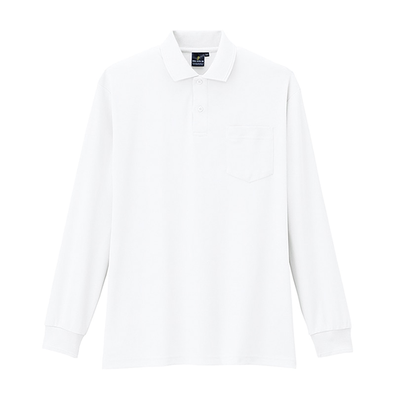 コーコス信岡 制電・防透・消臭 長袖ポロシャツ AS-258 ホワイト L 1枚（ご注文単位1枚）【直送品】