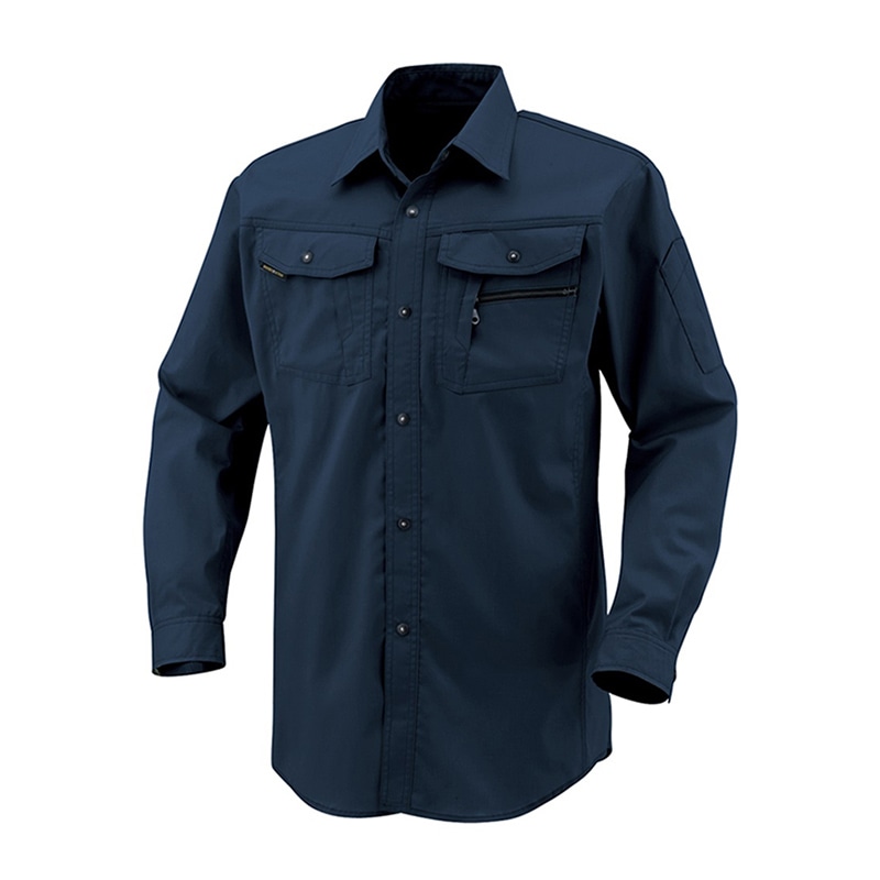 コーコス信岡 立体カット 長袖シャツ AS-938 ネイビー LL 1枚（ご注文単位1枚）【直送品】