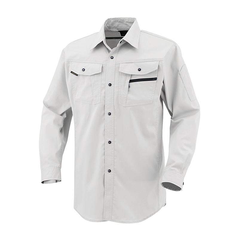 コーコス信岡 立体カット 長袖シャツ AS-938 シルバー S 1枚（ご注文単位1枚）【直送品】