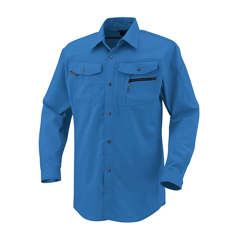 コーコス信岡 立体カット 長袖シャツ AS-938 ブルー L 1枚（ご注文単位1枚）【直送品】